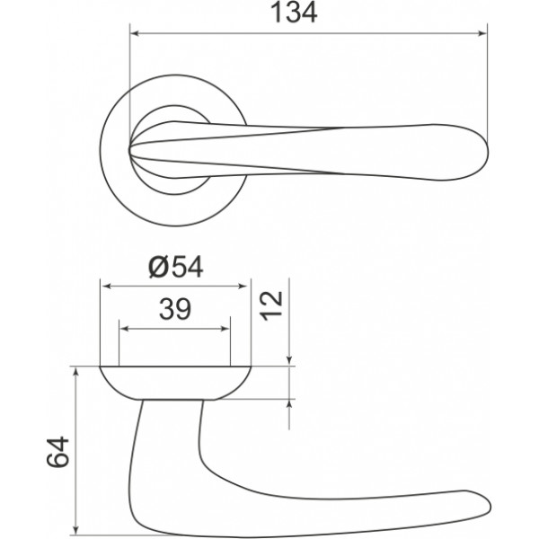 Ручка раздельная R.LD54.Pava (Pava LD42) SN/CP-3 матовый никель/хром Ручка раздельная R.LD54.Pava (Pava LD42) SN/CP-3 матовый никель/хром