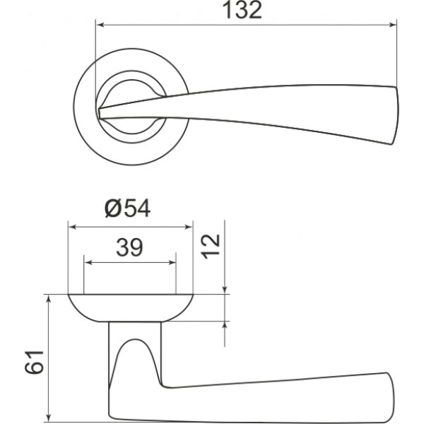 Ручка раздельная R.LD54.Columba (Columba LD80) CP-8 хром