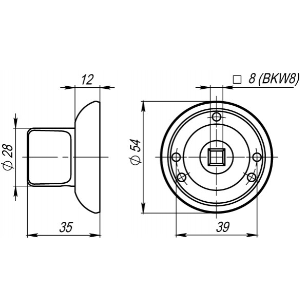 Ручка поворотная BKW8.R.LD54 (BKW8) CP-8 хром