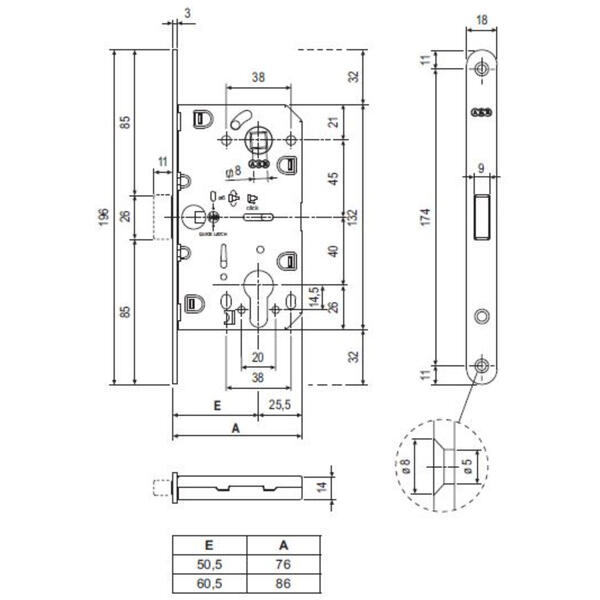 Корпус замка магнит. под цил. MEDIANA POLARIS B06103.50.34.567 с отв. планк B02402.05 (мат хр)