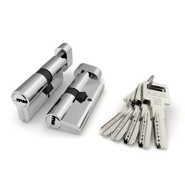 Цилиндровый механизм (R602/70) R6002Knob70(30+10+30) CP хром 5Key с вертушкой