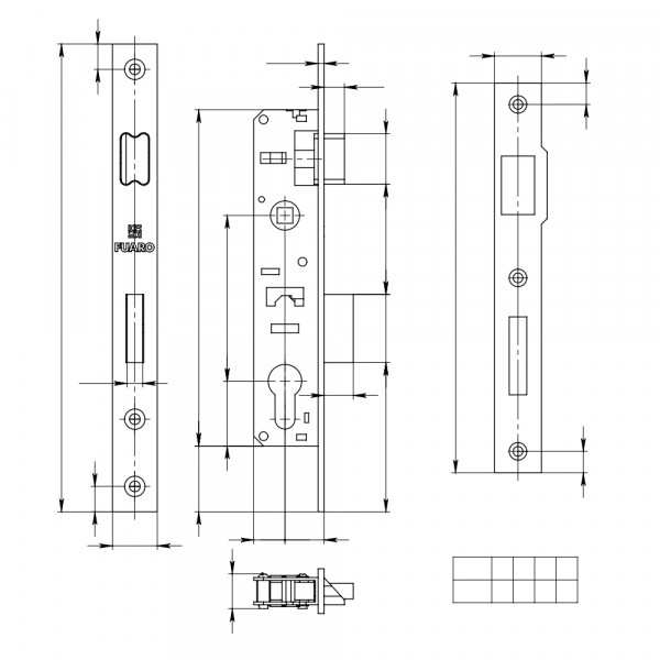 Корпус узкопрофильного замка с защелкой PROF153-30/85 (153-30/85) CP хром