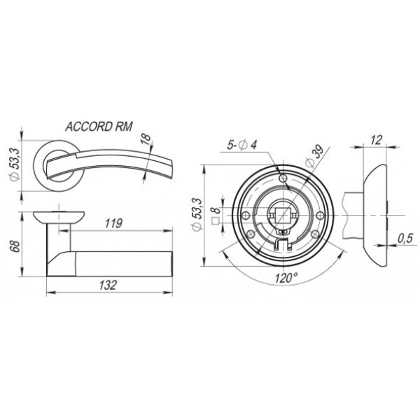 Ручка раздельная R.RM54.ACCORD (ACCORD RM) SN/CP-3 матовый никель/хром