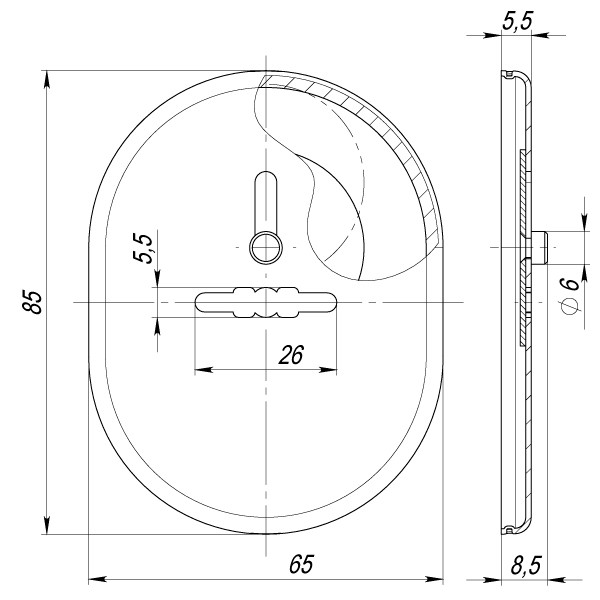 Накладка на сувальдный замок ESC.S-lift.SF/OV.476 (ESC 476) с шторкой СР хром