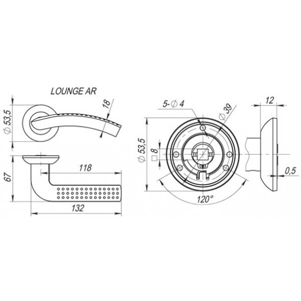Ручка раздельная R.AR54.LOUNGE (LOUNGE AR) 130mm SN/CP-3 матовый никель/хром Ручка раздельная R.AR54.LOUNGE (LOUNGE AR) 130mm SN/CP-3 матовый никель/хром