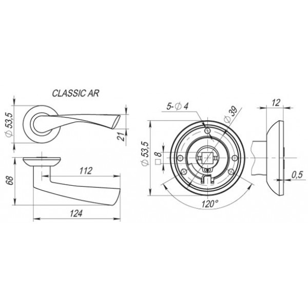 Ручка раздельная R.AR54.CLASSIC (CLASSIC AR) 140mm CP-8 хром