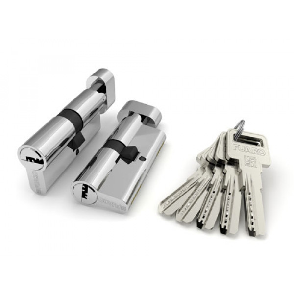 Цилиндровый механизм (R602/100) R6002Knob100(45+10+45) CP хром 5Key с вертушкой