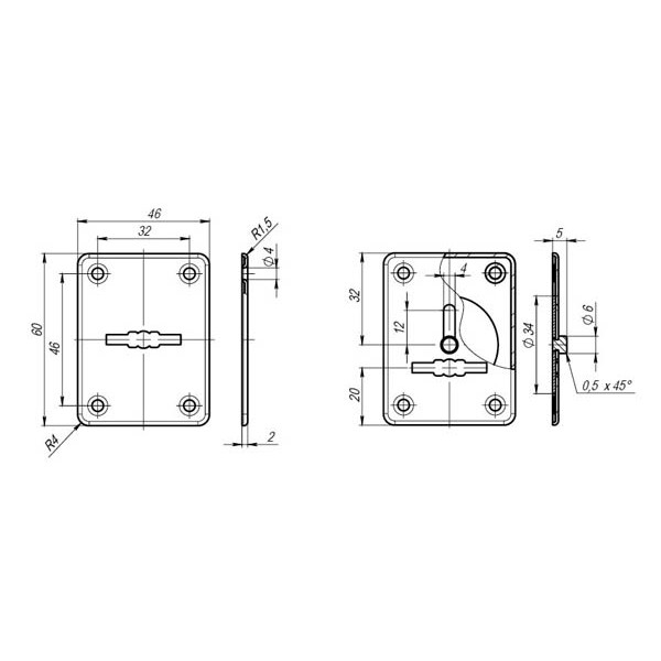 Накладка на сувальдный замок ESC.S-lift+S/K.set (ESC081/082) мат.никель (2шт.)