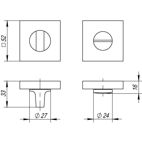 Ручка поворотная BK6.K.DM51 (BK6 DM) CP-8 хром