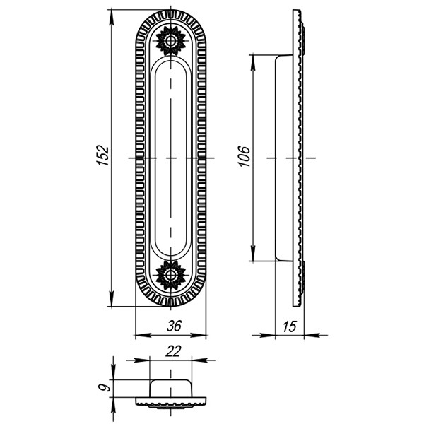 Ручка для раздвижных дверей SH.CL152.010 (SH010/CL) AS-9 античное серебро