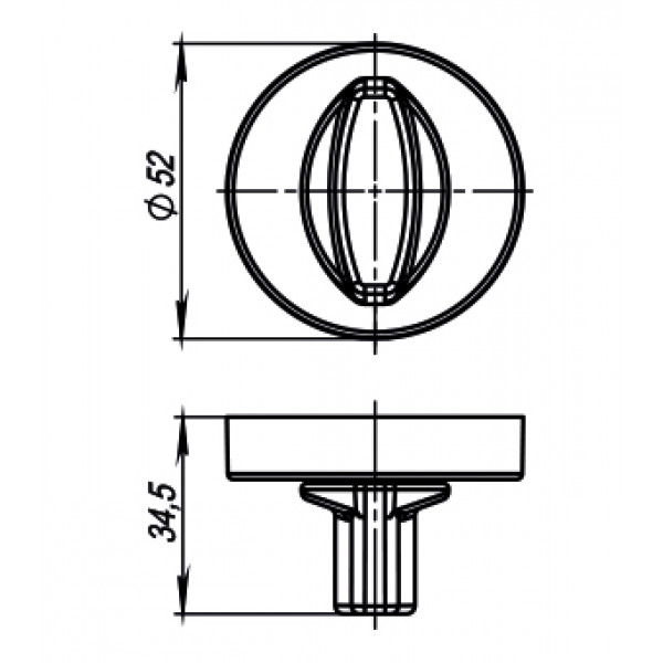 Ручка поворотная BK6.R.URB52 (WC-BOLT BK6/URB) BPVD-77 вороненый никель