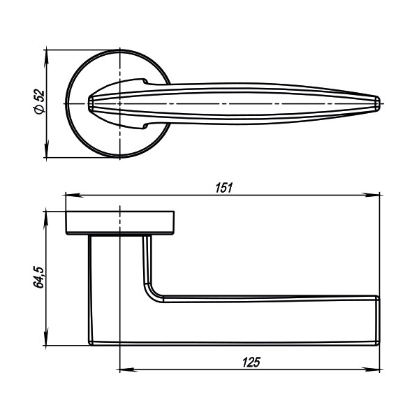 Ручка раздельная R.URB52.SQUID (SQUID URB9) ОВ-13 античная бронза