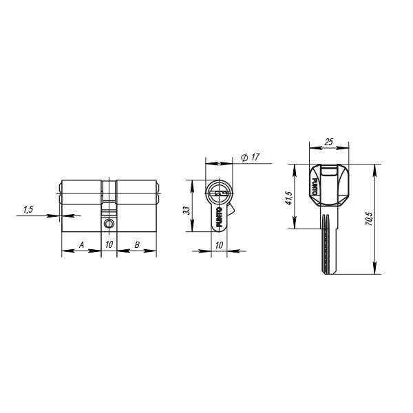 Цилиндровый механизм (Z400/80) Z4000Key80(35+10+35) PB латунь
