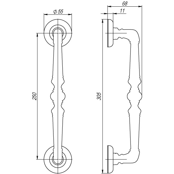 Ручка-скоба PULL.SM250.PALAZZO RB-10 (PALAZZO PULL SM) французское золото