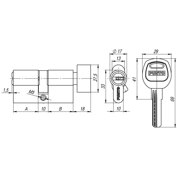 Цилиндровый механизм (A20290) A2002Knob90(50+10+30) с вертушкой SN никель 