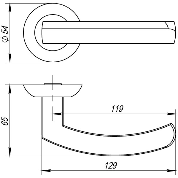 Ручка раздельная R.AR54.ALFA (ALFA AR) 140mm SN/CP-3 матовый никель/хром