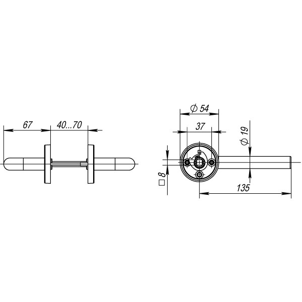 Ручка раздельная R.DSS304-0201/19 (DSS-0201/19) INOX 304