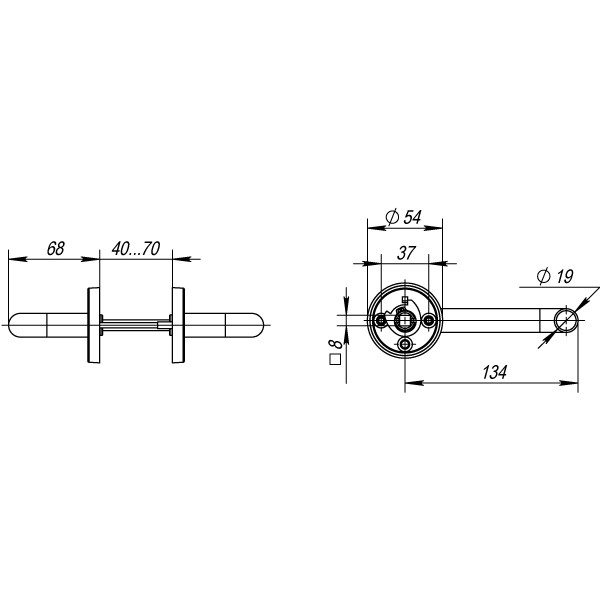 Ручка раздельная R.DSS304-0203/19 (DSS-0203/19) INOX 304