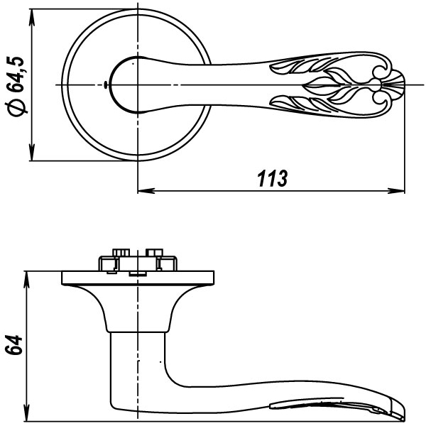 Ручка защелка DK633 SN-ET (6033 SN-E) (кл./фик.) мат. никель