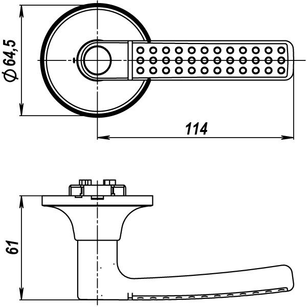 Ручка защелка DK626 CP-ET (6026 CP-E) (кл./фик.) хром