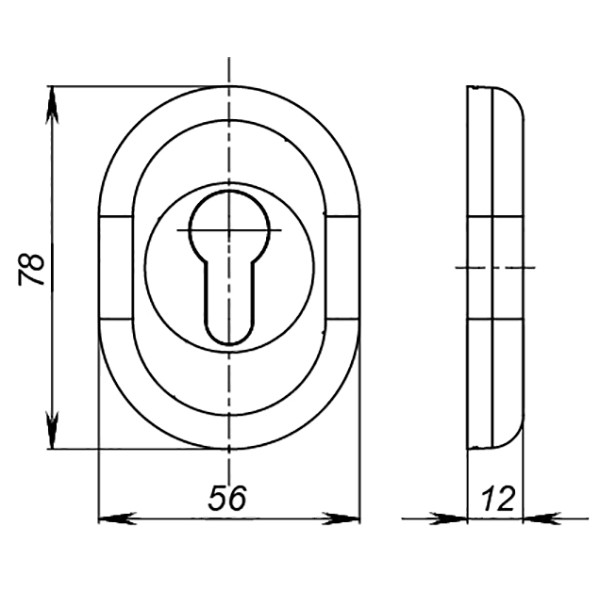 Накладка на цилиндр ESC.C/CRE/OV.12 (ESC-12C) CP хром (2шт. в уп.,отгр. по 1 шт.)