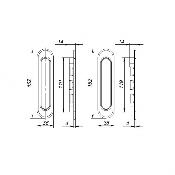 Ручка для раздвижных дверей SH.SL152.010 (Soft LINE SL-010) SN  матовый никель
