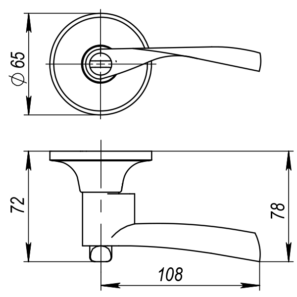 Ручка защелка DK610 CP-ET (6010 CP-E) (кл./фик.) хром