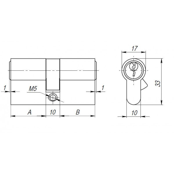Цилиндровый механизм (AX100/80) AX1000Key80 (35+10+35) CP хром 