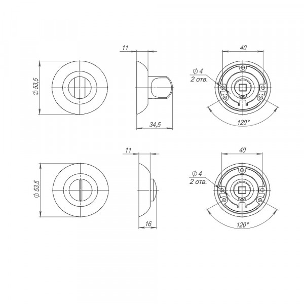 Ручка поворотная BK6.R.TL54 (BK6 TL) GR-23 графит