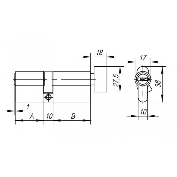 Цилиндровый механизм (AX202/80) AX2002Knob80 (40+10+30) CP хром с вертушкой