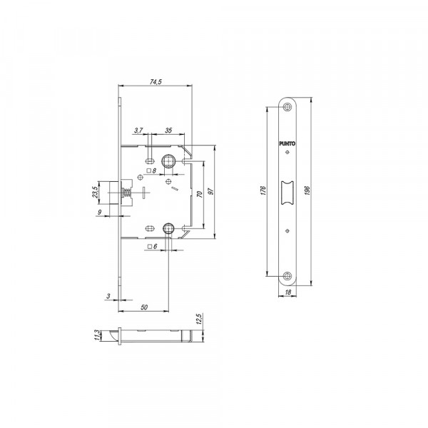 Защелка PLASTPL70X-R20 (PL70X-R20 SN) (врезная) SN мат. никель упаковка