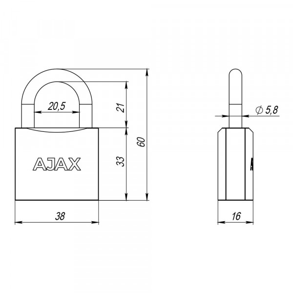 Замок навесной PD-0138 (PD-01-38) 3 key англ.