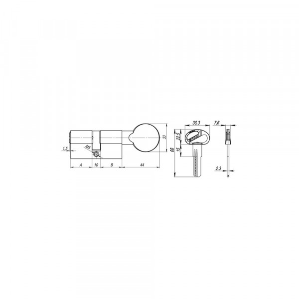 Цилиндровый механизм (D-PRO502/60) D-PRO5002Knob60(25+10+25) BL черный 5Key
