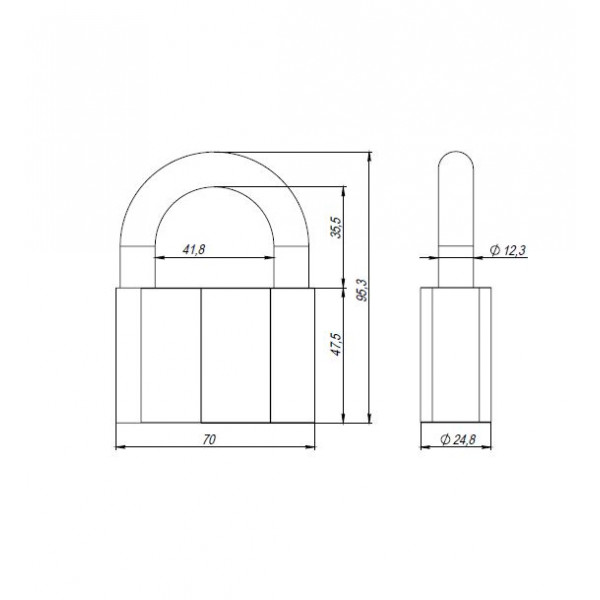 Замок навесной PD-4080 (PD-40-80) 3 fin key /коробка