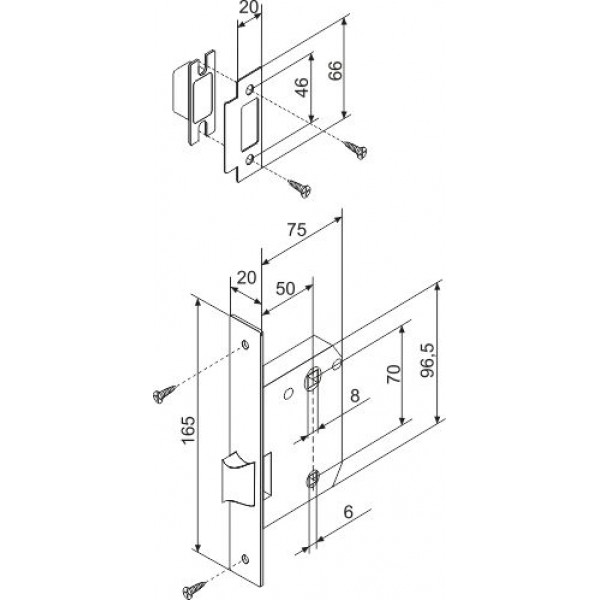 Защелка врезная METF72-50 (F72-50) BL черный
