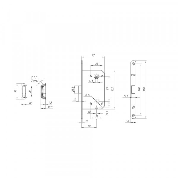 Корпус врезного замка MAGNM85C-50 (M85C-50) SN мат.никель