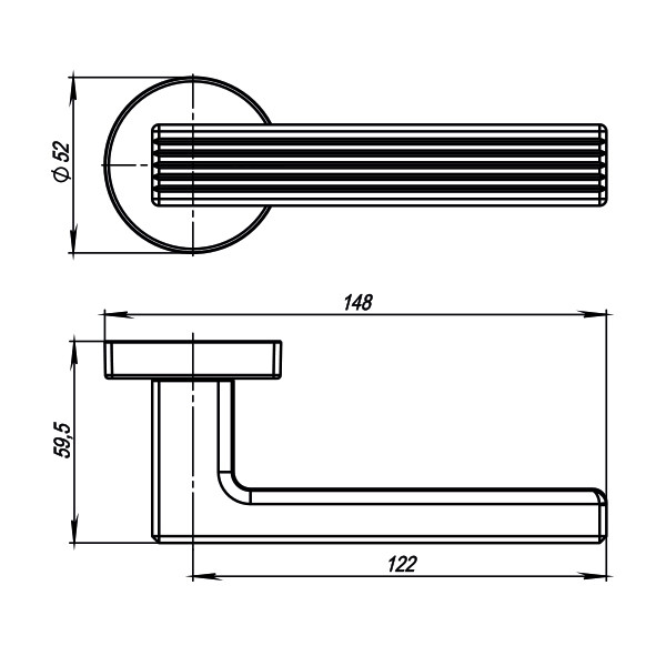 Ручка раздельная R.URB52.LINE (LINE URB6) BL-26 черный