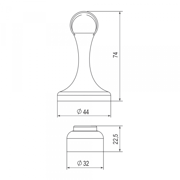 Упор дверной напольный DFIX/MF45 (DSM-45) магнитный ABG-6 бронза