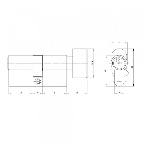 Цилиндровый механизм (AZ102/80) AZ1002Knob80 (30+10+40) CP хром 