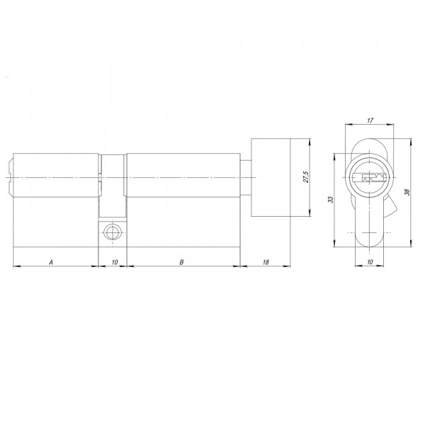 Цилиндровый механизм (AZ202/80) AZ2002Knob80 (30+10+40) CP хром 