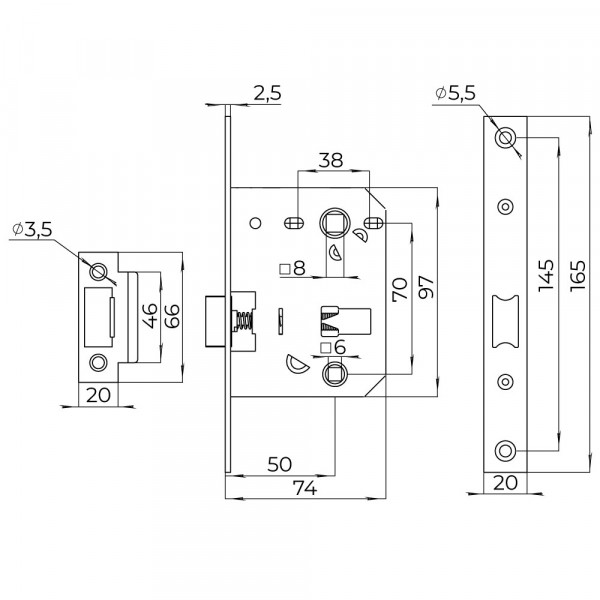 Защелка врезная PLASTLP72-50 (LP72-50) BL черный Защелка врезная PLASTLP72-50 (LP72-50) BL черный