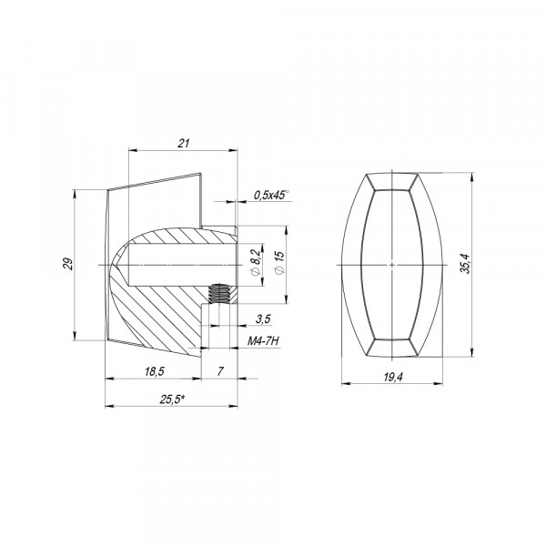 Вертушка на шток цилиндра T.Knob-RL (CB-RL) CP-8 хром