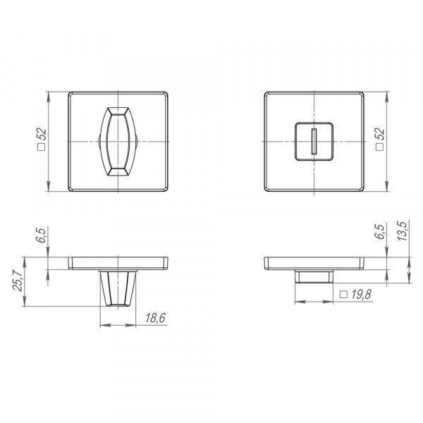 Ручка поворотная BK6.K.SL52 (BK6 SL) SSG-39 сатинированное золото
