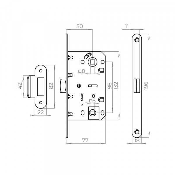 Защелка врезная PLASTLP96WC-50 BL черный Защелка врезная PLASTLP96WC-50 BL черный