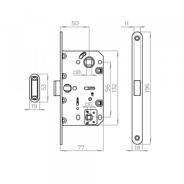 Защелка врезная MAGNLN96WC-50 (LN96WC-50) BL черный