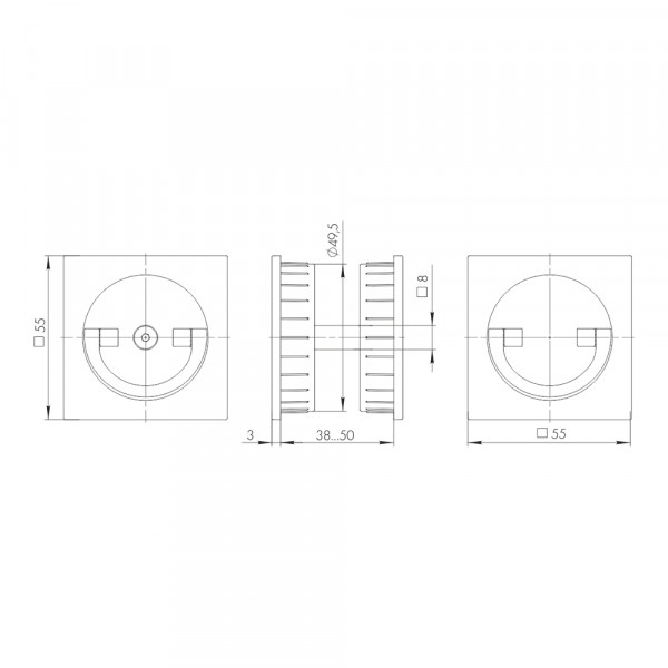 Ручка поворотная для раздвижных дверей SH.QUADRO55.BK8х2 MWSC-33 итальянский тисненый