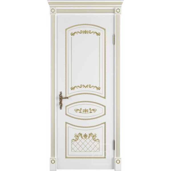 Межкомнатная дверь АДЕЛЬ ПАТИНА ЗОЛОТО ЭМАЛЬ БЕЛАЯ/ПГ/900*2000
